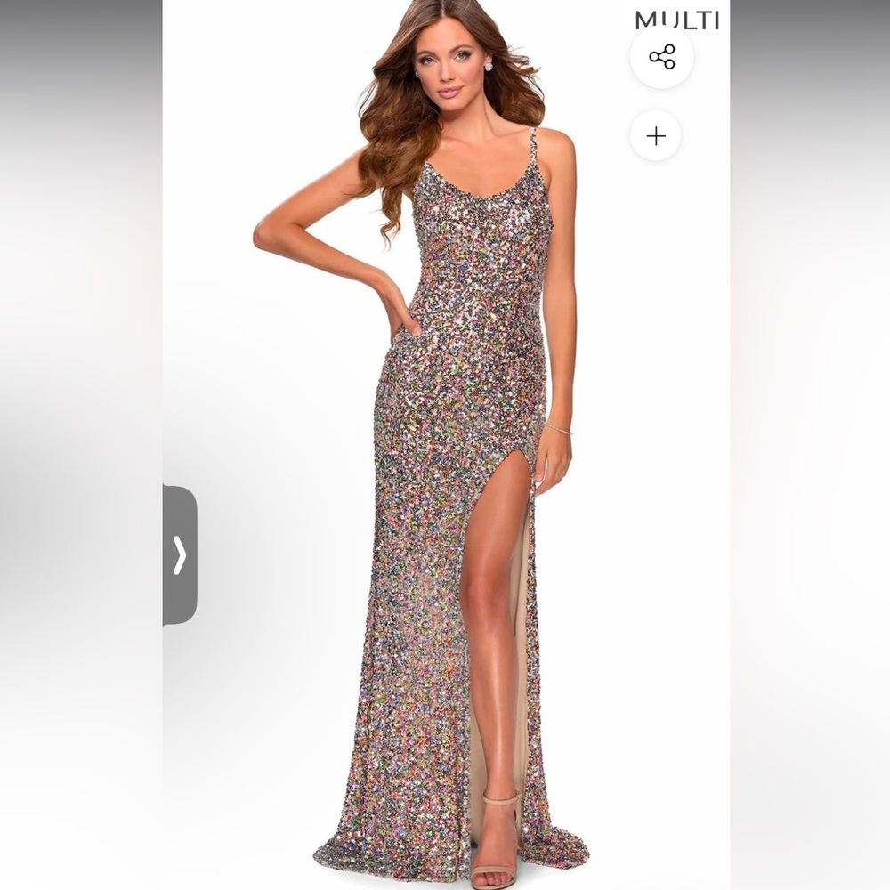 NWT LA FEMME pastel sequin 28482 size 6 formal dress prom quinceanera $398msrp